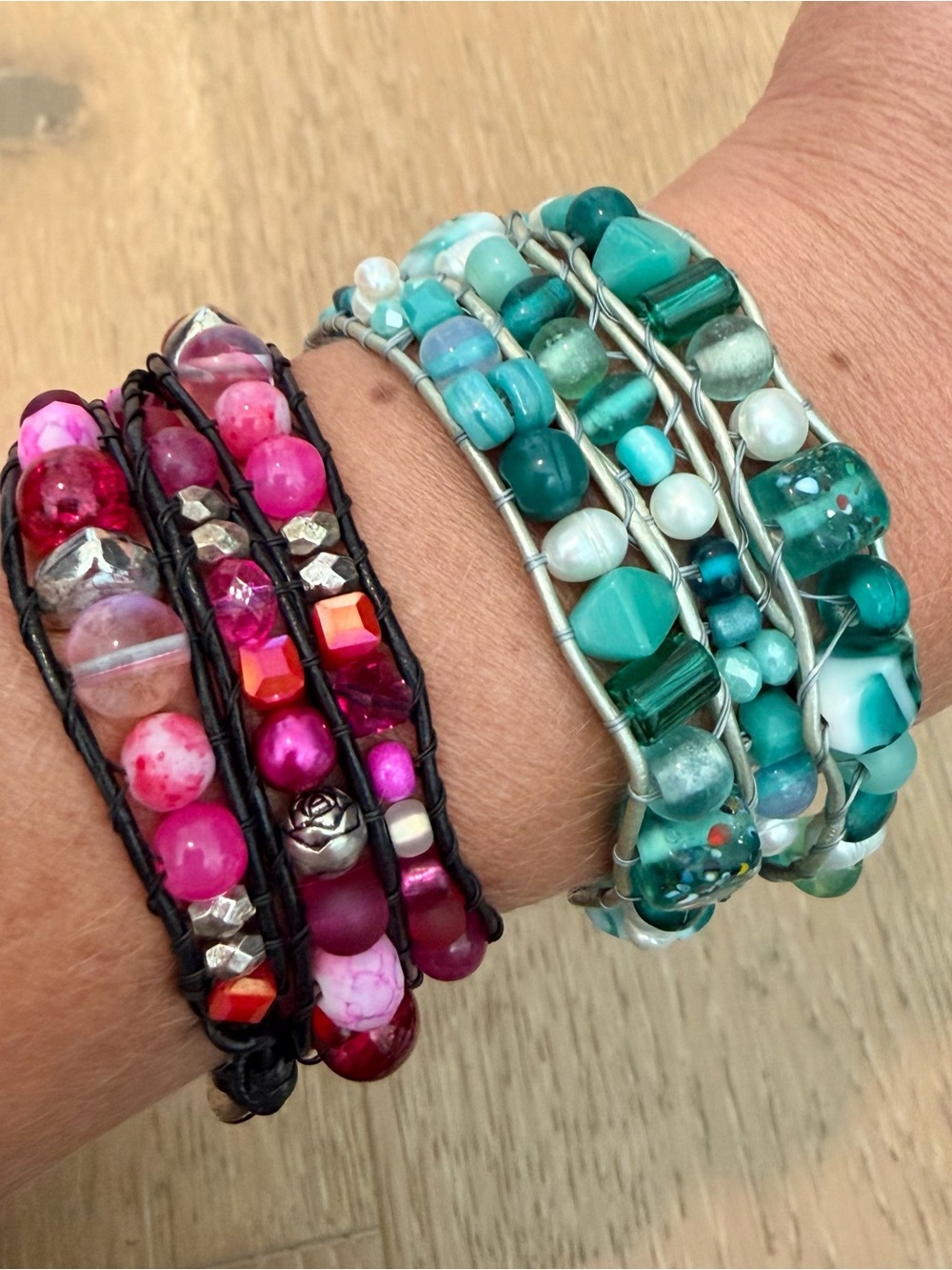 Handmade Beaded Three Wrap Bracelet